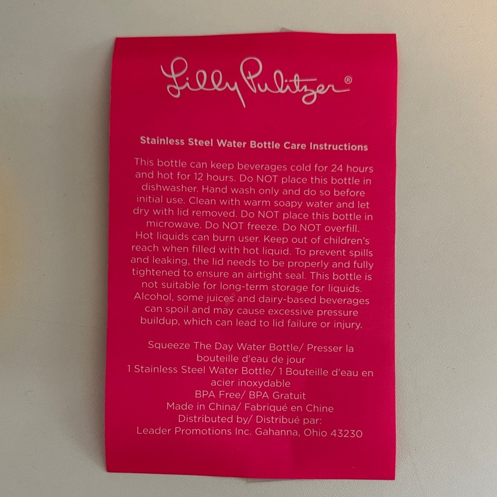 NEW w/o tags | Lilly Pulitzer Squeeze The Day Stainless Steel Water Bottle - Picture 4 of 10